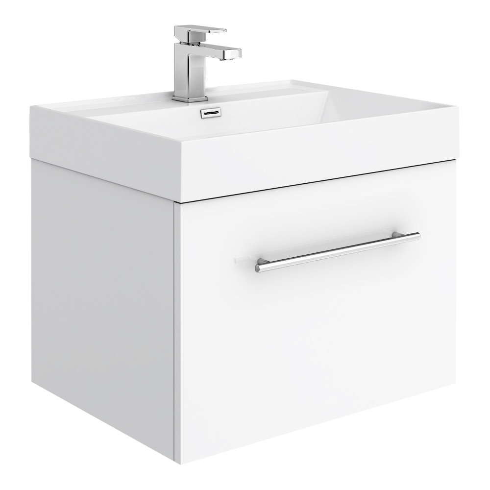 Valencia 600 Gloss White Minimalist Wall Hung Vanity Unit