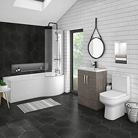 Brooklyn Grey Avola Bathroom Suite with B-Shaped Bath