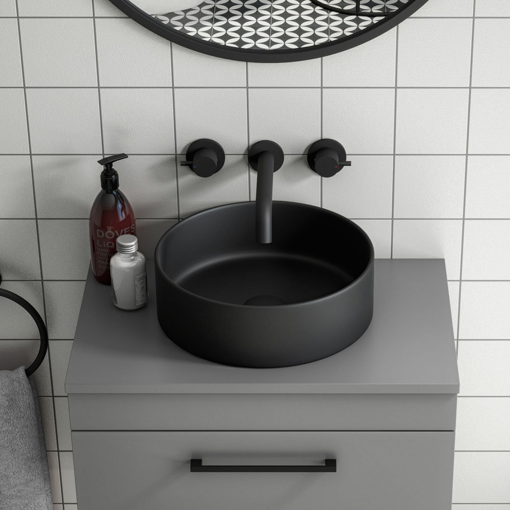 Arezzo Round Matt Black Wall Mounted Basin Mixer Tap