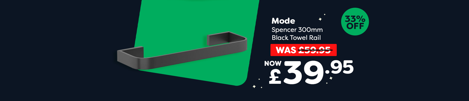 Banner 1 - Mode Spencer 300mm Black Towel Rail