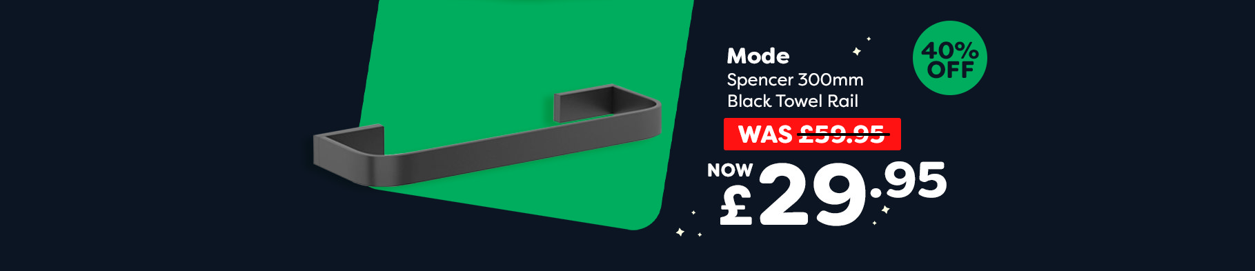 Banner 1 - Mode Spencer 300mm Black Towel Rail