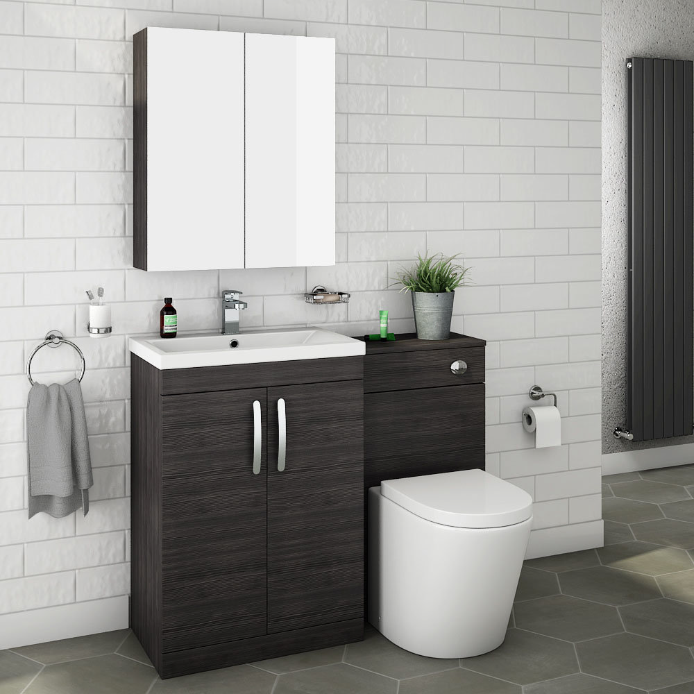Brooklyn Black Modern Sink Vanity Unit + Toilet Package