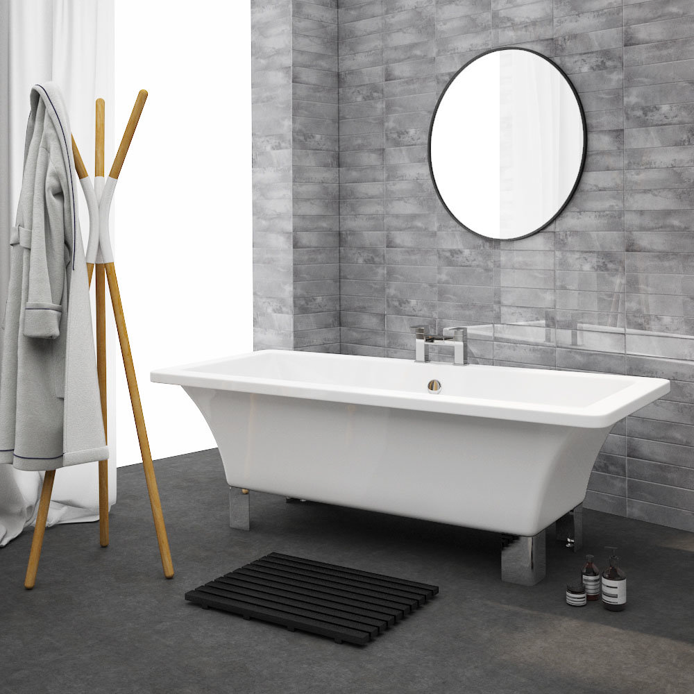 Milan 1520 Square Modern Roll Top Bath with Legs