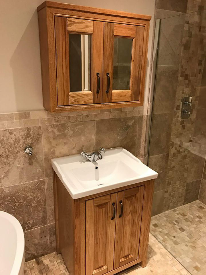 Faith's oak vanity unit and mirrored cabinet | Faith'a Family Bathroom - Walsall, Midlands