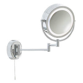 Searchlight IP44 Illuminated Chrome Bathroom Mirror with Adjustable Arm - 11824