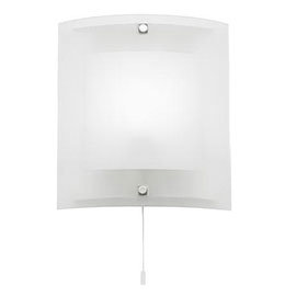 Endon - Blake Square Curved Glass Wall Light Fitting with Pull String- 143-WB
