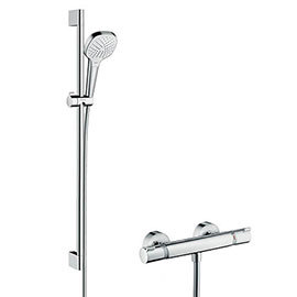 hansgrohe Croma Select E Vario Thermostatic Shower System with 90cm Shower Slider Rail Kit - 27082400