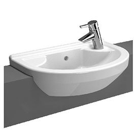VitrA - S50 Round Compact Semi-Recessed Basin - Left or Right Hand Tap Hole Option