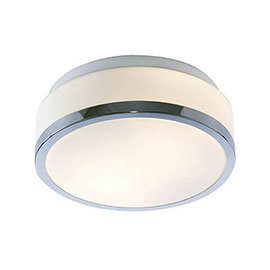 Searchlight Discs 23cm 2 Light Flush Fitting with Opal Glass Shade &amp; Chrome Trim - 7039-23CC