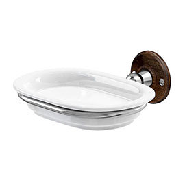 Burlington Ceramic Soap Dish with Chrome Holder - Walnut - A1WAL