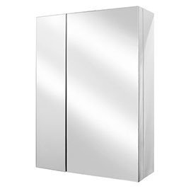 Alberta Polished Stainless Steel 2-Door Mirror Cabinet