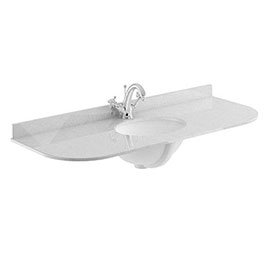 Bayswater 1200mm 1TH Curved Grey Marble Single Bowl Basin Top