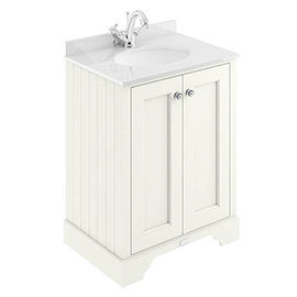 Bayswater Pointing White 600mm 2 Door Vanity Unit &amp; 1TH White Marble Basin Top