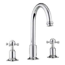 Crosswater - Belgravia Crosshead 3 Tap Hole Tall Basin Mixer with Pop-up Waste - BL135DPC