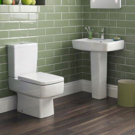 Bliss 4 Piece Bathroom Suite - CC Toilet &amp; 1TH Basin with Pedestal - 2 x Basin Size and Seat Options