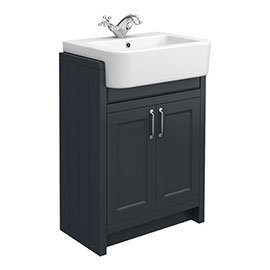 Chatsworth Traditional Graphite Semi-Recessed Vanity - 600mm Wide
