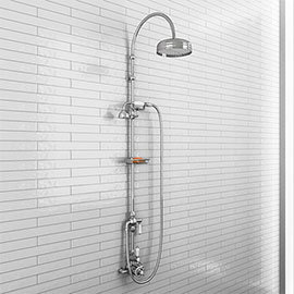 Chatsworth 1928 Traditional Exposed Valve Inc. Deluxe Arching Riser Kit, Diverter, 8" Rose + Handset