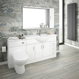 Cove 1700mm Vanity Unit Suite + Tap (High Gloss White - Depth 330mm)