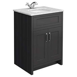 Chatsworth Graphite 610mm Vanity with White Marble Basin Top