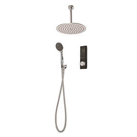 Triton HOME Digital Mixer Shower Pumped All-in-One with Round Fixed Head &amp; Outlet Elbow Handset Holder (Low Pressure Gravity)