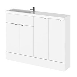 Hudson Reed 1200mm Gloss White Compact Combination Unit (600 Vanity, 300 Base Unit x 2)