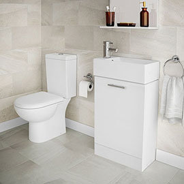 Knedlington Short Projection Toilet with 480mm Cabinet + Basin Set