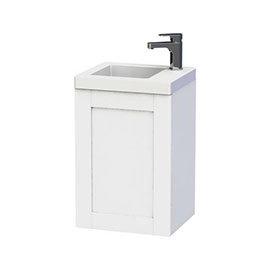 Miller - London 40 Wall Hung Single Door Vanity Unit with Ceramic Basin - White