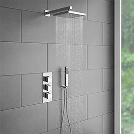 Milan Triple Thermostatic Shower Package with Head + Handset Medium Image