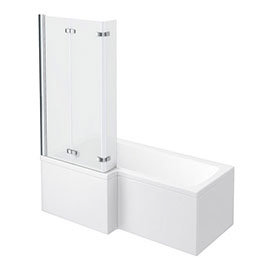 Milan Shower Bath - 1600mm L Shaped with Double Hinged Screen + Panel