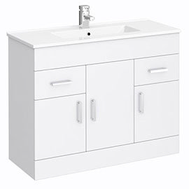 Toreno Vanity Sink With Cabinet - 1000mm Modern High Gloss White