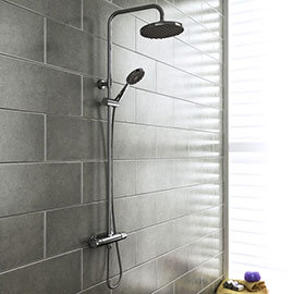 Monza Modern Round Thermostatic Shower - Chrome Medium Image