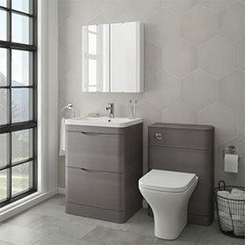 Monza Modern Stone Grey Sink Vanity Unit + Toilet Package