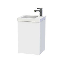 Miller - New York 40 Wall Hung Single Door Vanity Unit with Ceramic Basin - White