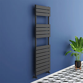 Milan Anthracite 1500 x 500mm Flat Panel Heated Towel Rail - 15 Sections