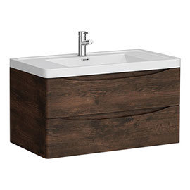Monza Chestnut 900mm Wide Wall Mounted Vanity Unit
