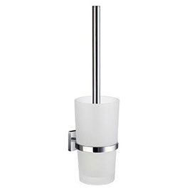 Smedbo House - Polished Chrome Wall Mounted Toilet Brush &amp; Frosted Glass Container - RK333