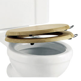 Burlington Soft Close Golden Oak Toilet Seat with Lift Handles