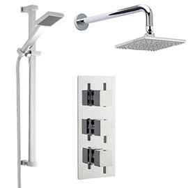 Modern Concealed Shower Valve w/ Slide Rail Kit &amp; Wall Mounted Fixed Head