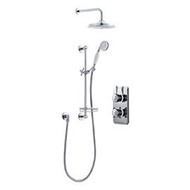 Bathroom Brands Classic 1910 Dual Outlet Digital Shower Set with Wall Arm, Slide Bar, Soap Basket + Showerhead - Low Pressure