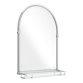Chatsworth Traditional 700 x 490mm Arched Mirror with Glass Shelf - Chrome