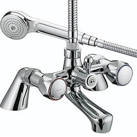 Bristan - Club Pillar Bath Shower Mixer - Chrome with Metal Heads - VAC-PBSM-C-MT