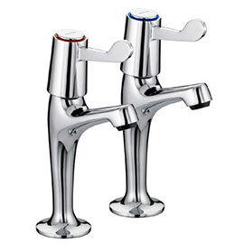 Bristan - Value Lever High Neck Pillar Taps with 3&quot; Levers - VAL-HNK-C-CD