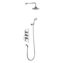Burlington Severn Thermostatic Concealed Two Outlet Shower Valve, Hose &amp; Handset with Fixed Head