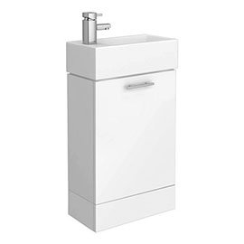 Cubix High Gloss White Vanity Unit inc Ceramic Basin W480 x D230mm - VTY058