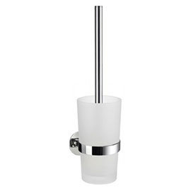 Smedbo Time Wall Mounted Toilet Brush &amp; Frosted Glass Container - Polished Chrome - YK333