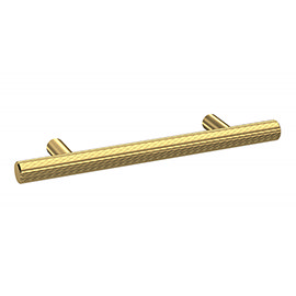 1 x Arezzo Industrial Style Knurled 'T' Bar Brushed Brass Handle (96mm Centres) Medium Image