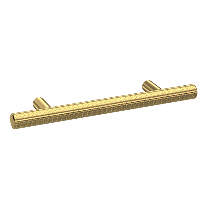 1 x Arezzo Industrial Style Knurled 'T' Bar Brushed Brass Handle (96mm Centres) Large Image