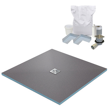 1000 x 1000 Wet Room Walk In Square Tray Former Kit (Centre Waste)  Profile Large Image