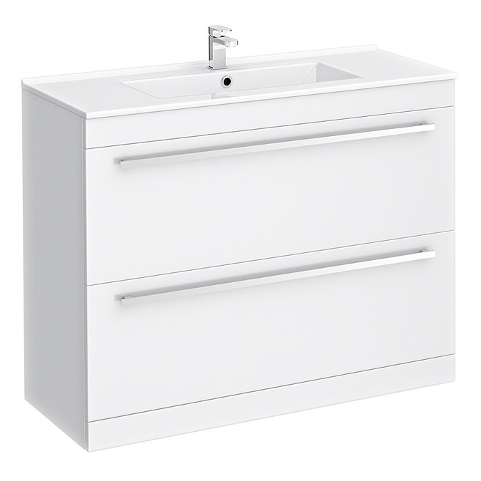 Nova Vanity Sink With Cabinet - 1000mm Modern High Gloss White Large Image