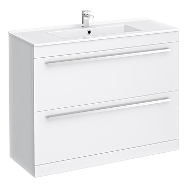 Nova Vanity Sink With Cabinet - 1000mm Modern High Gloss White Profile Large Image
